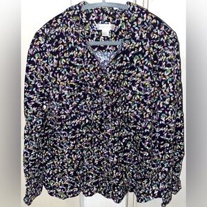 Christopher & Banks Multicolor Leaf Print Blouse